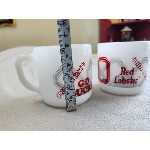 Set 2 Vintage Coffee Mug Ohio State Football Red Lobster Federal Milk Glass OSU - Picture 8 of 8